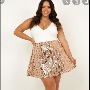 Showpo What’s Right skirt rose gold sequin size 16
